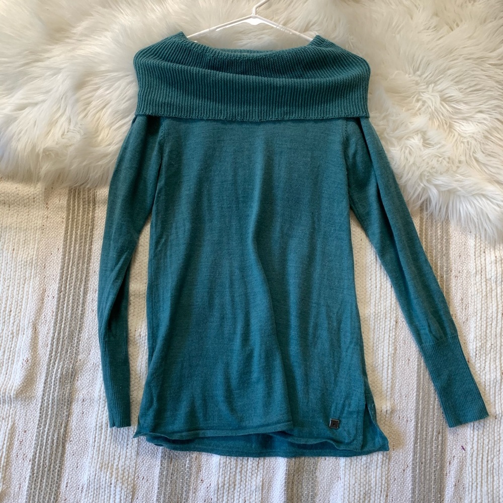 Smartwool▪️Mock neck off shoulder Wool Sweater